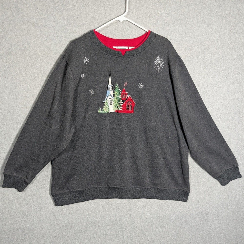 Extra Shenanigans Sweatshirt Women 1X Gray NEW Christmas Church Embroidery
